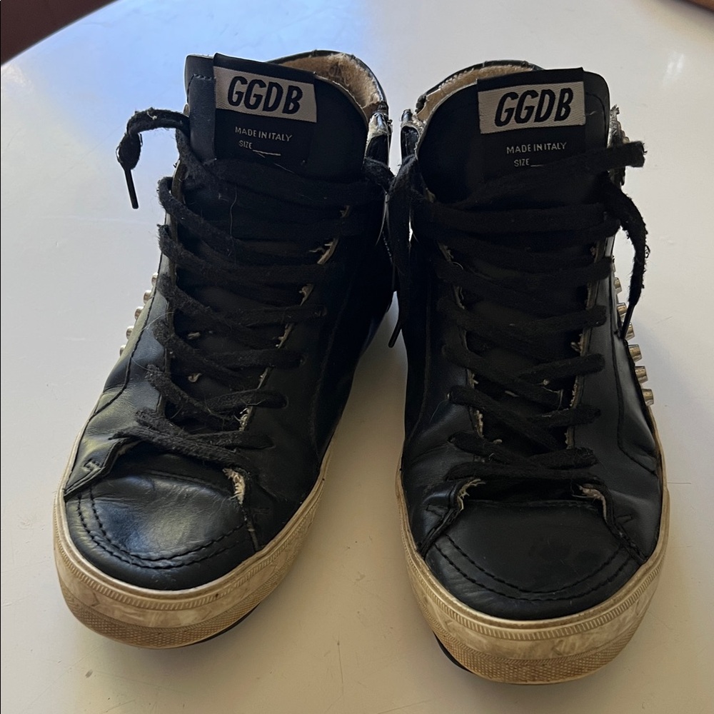 Golden Goose GGDB Black High-Top Sneakers with studs 8.5
